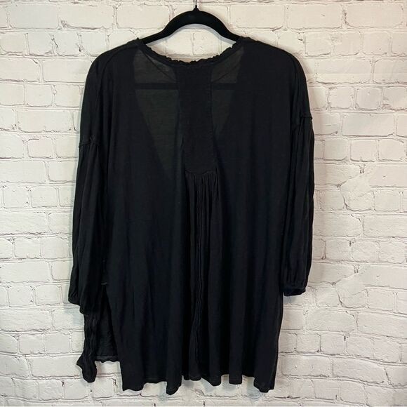 We The Free Free People Black Tie Oversized Blouse Size Small - Picture 3 of 7